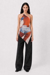 Alba Duque Asymmetric Mesh Top