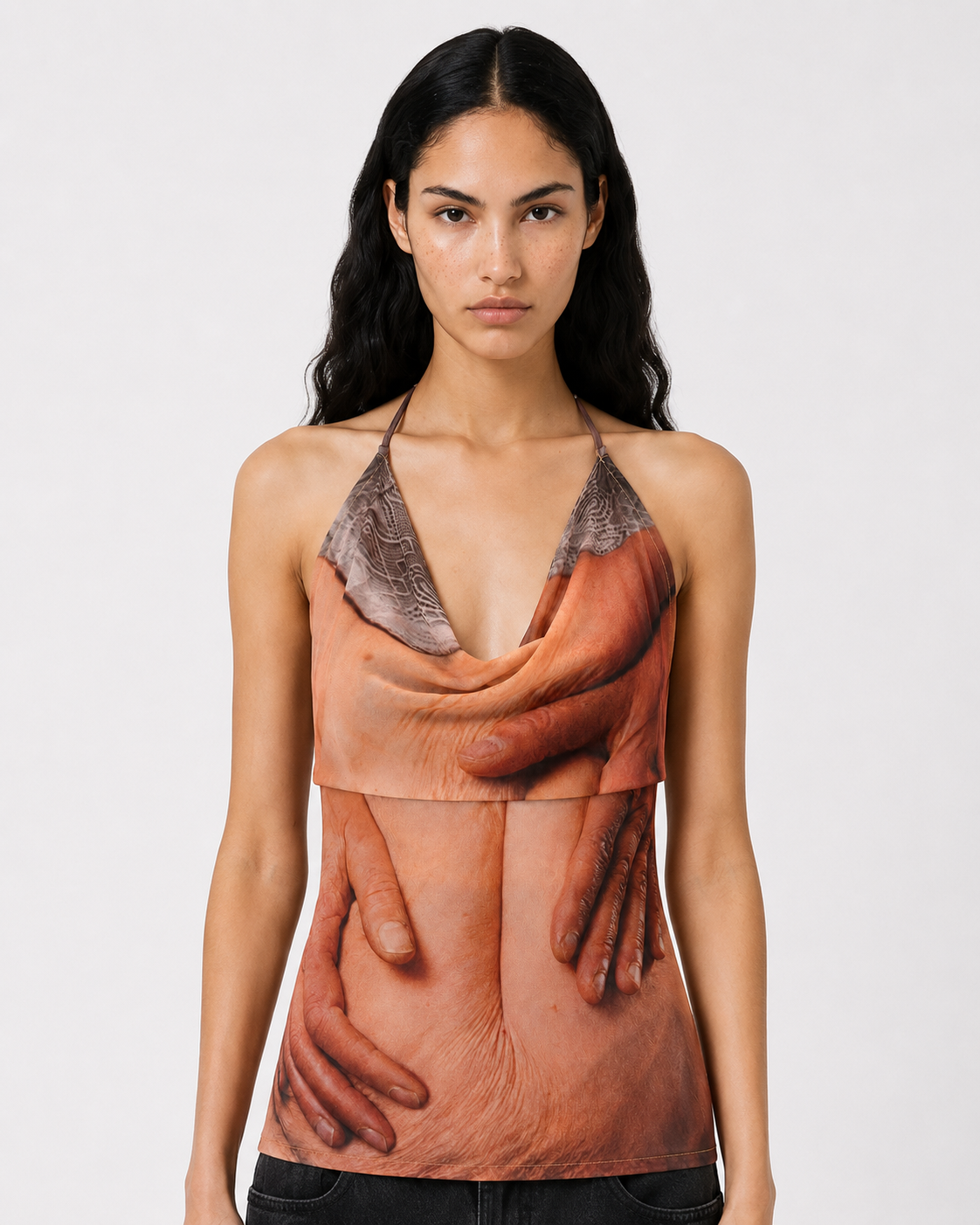 Alba Duque Hands Print Halter Top