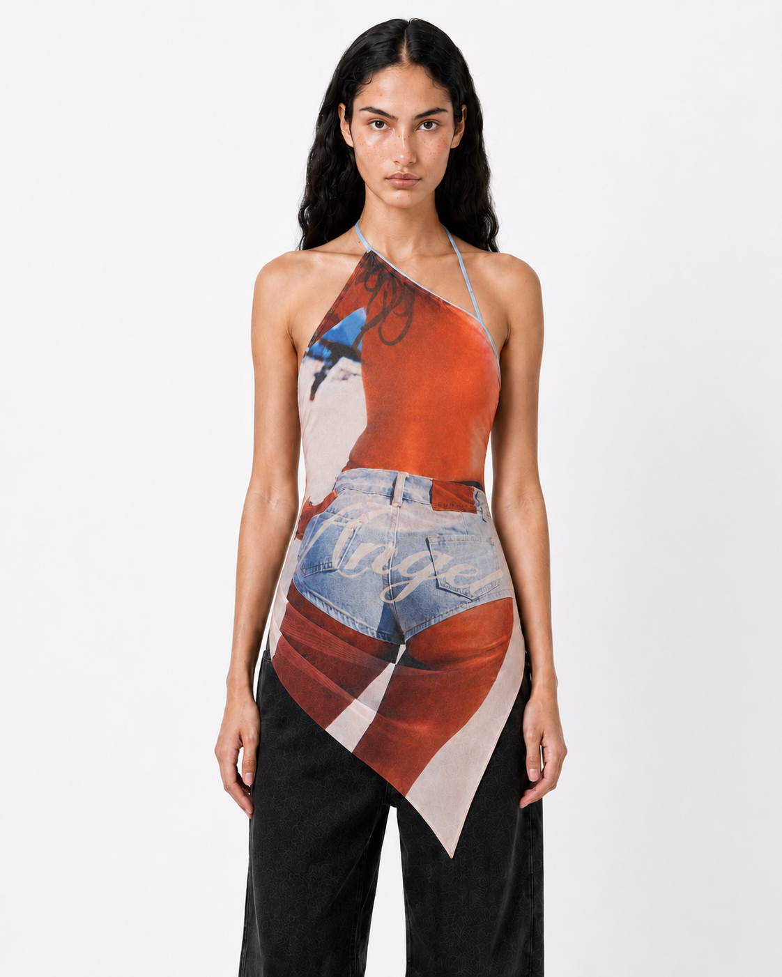Alba Duque Asymmetric Mesh Top