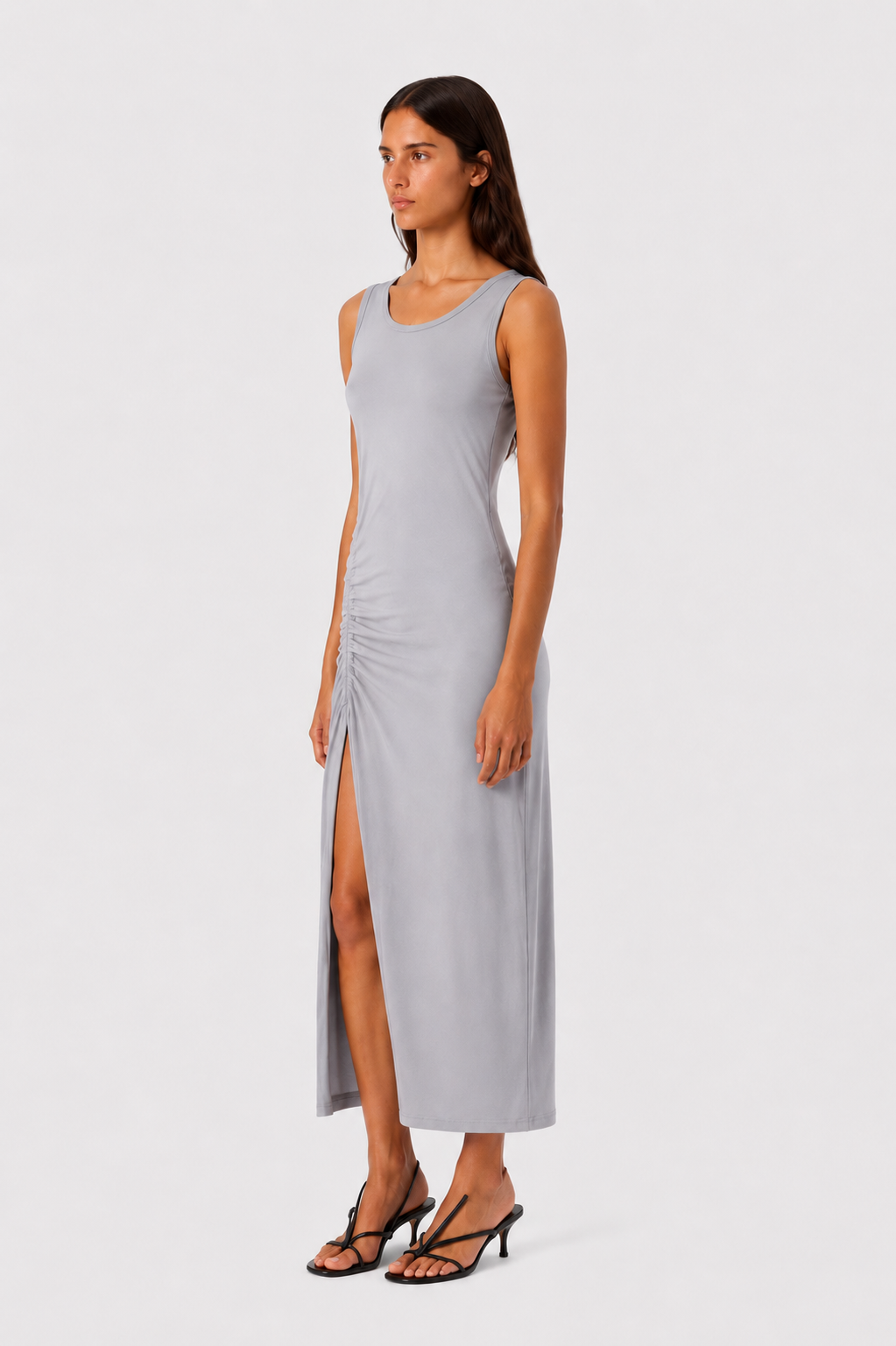 Ruched Side Maxi Dress Grey