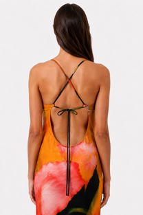 Printed Open Back Maxi Dress – Floral Blur