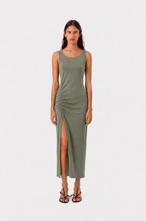 Ruched Side Maxi Dress Green