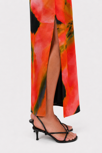Printed Open Back Maxi Dress – Floral Blur