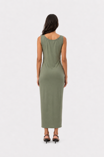 Ruched Side Maxi Dress Green