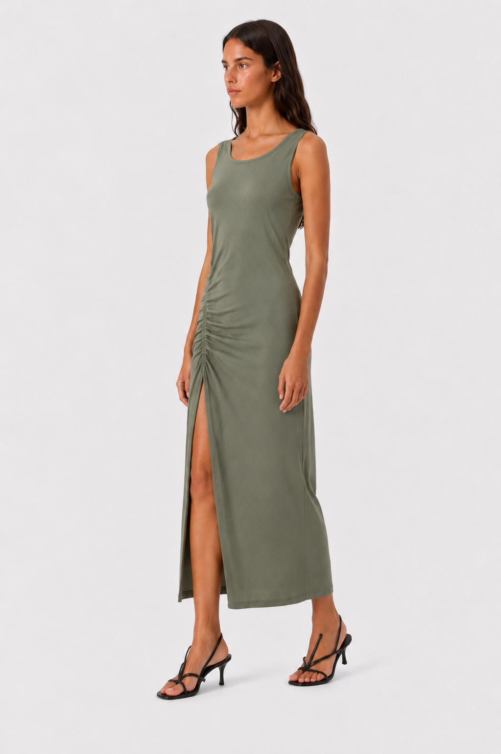 Ruched Side Maxi Dress Green