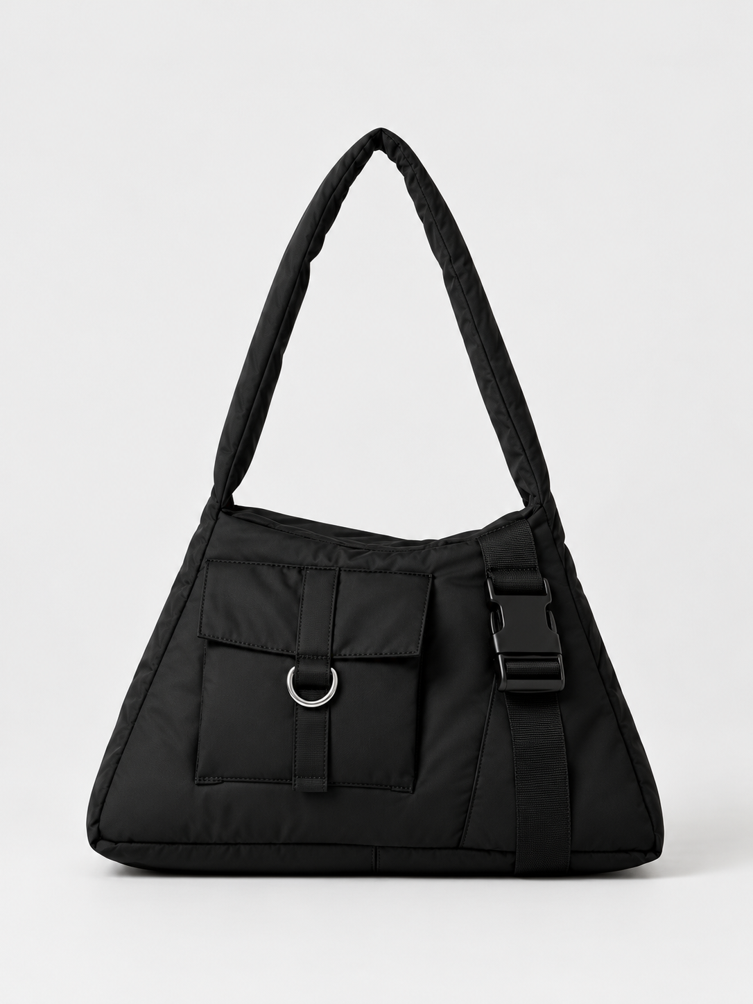 Black padded nylon cargo shoulder bag by Colmillo de Morsa
