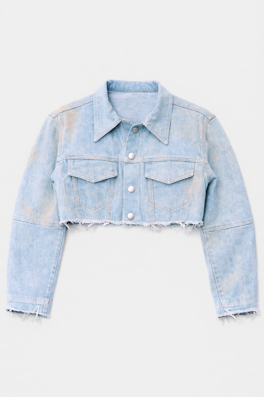 Cropped Trucker Jacket - Blue Denim
