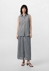 Sleeveless Shirt – Gray Textured Viscose