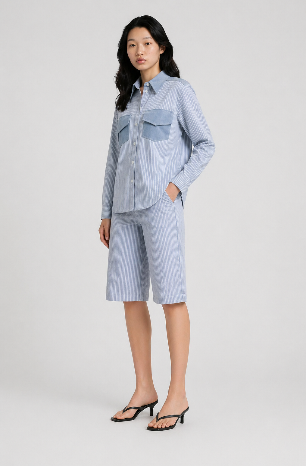 Shirt Jacket – Striped Denim
