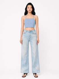 Striped Denim Halter Top