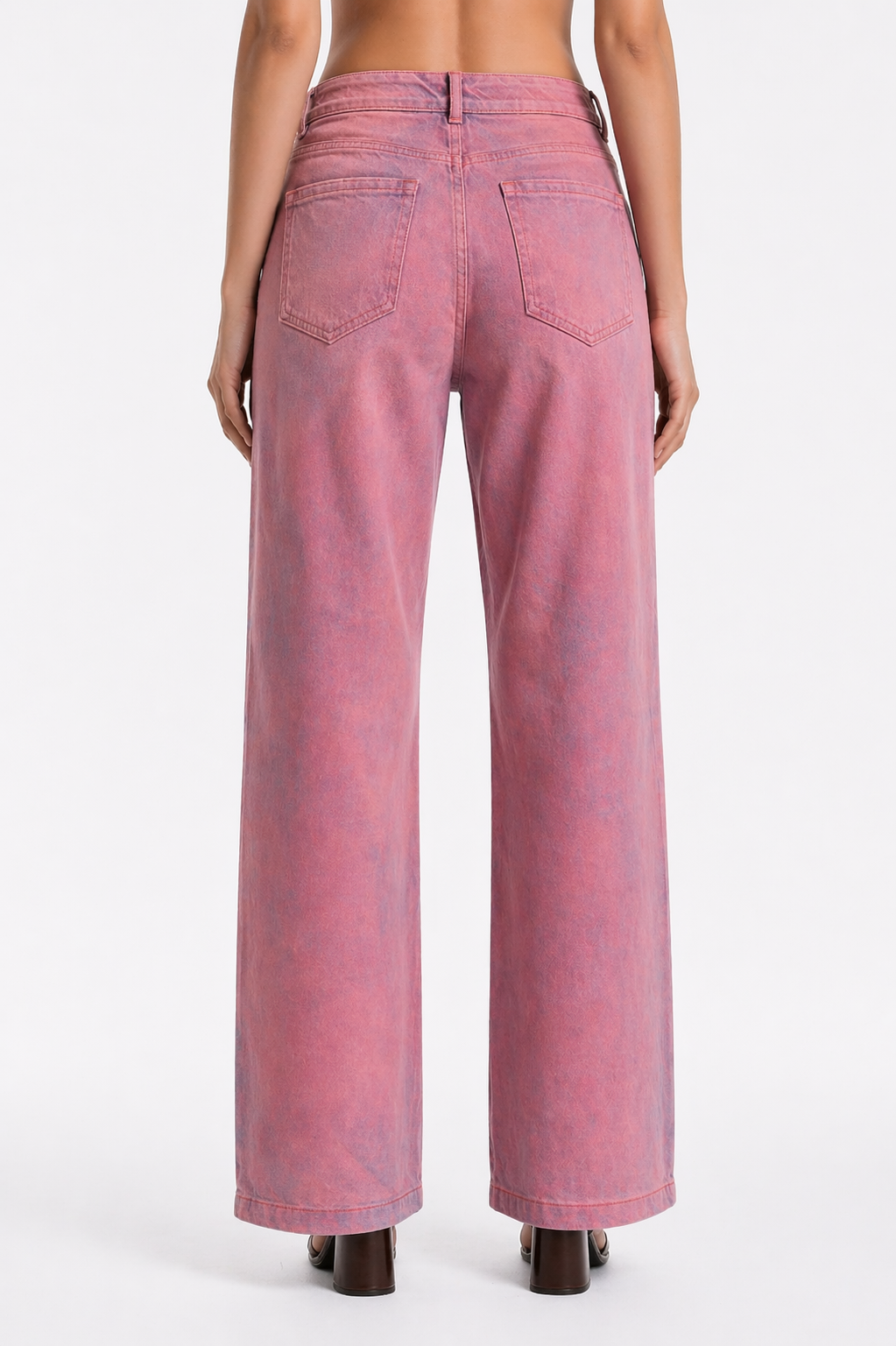 Regular-Waisted Pants - Pink Denim