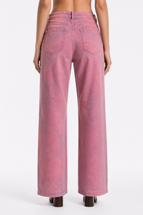 Regular-Waisted Pants - Pink Denim
