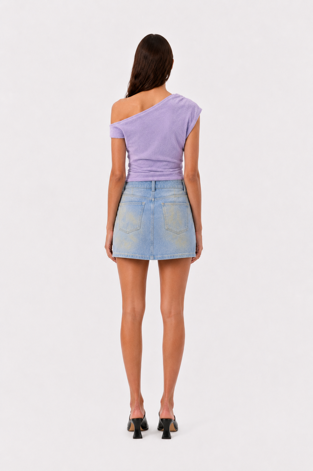 Sprayed Denim Mini Skirt