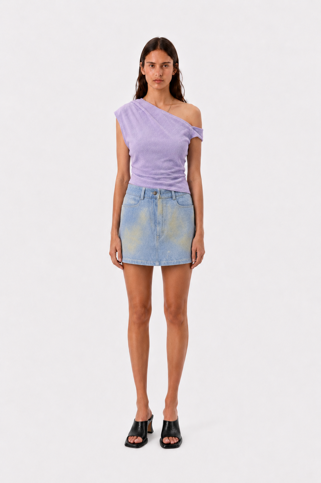 Sprayed Denim Mini Skirt