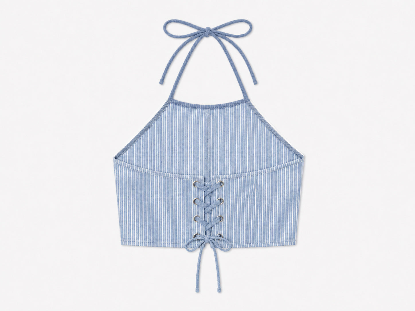 Striped Denim Halter Top