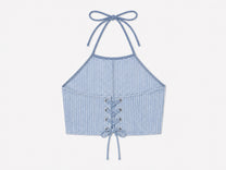 Striped Denim Halter Top