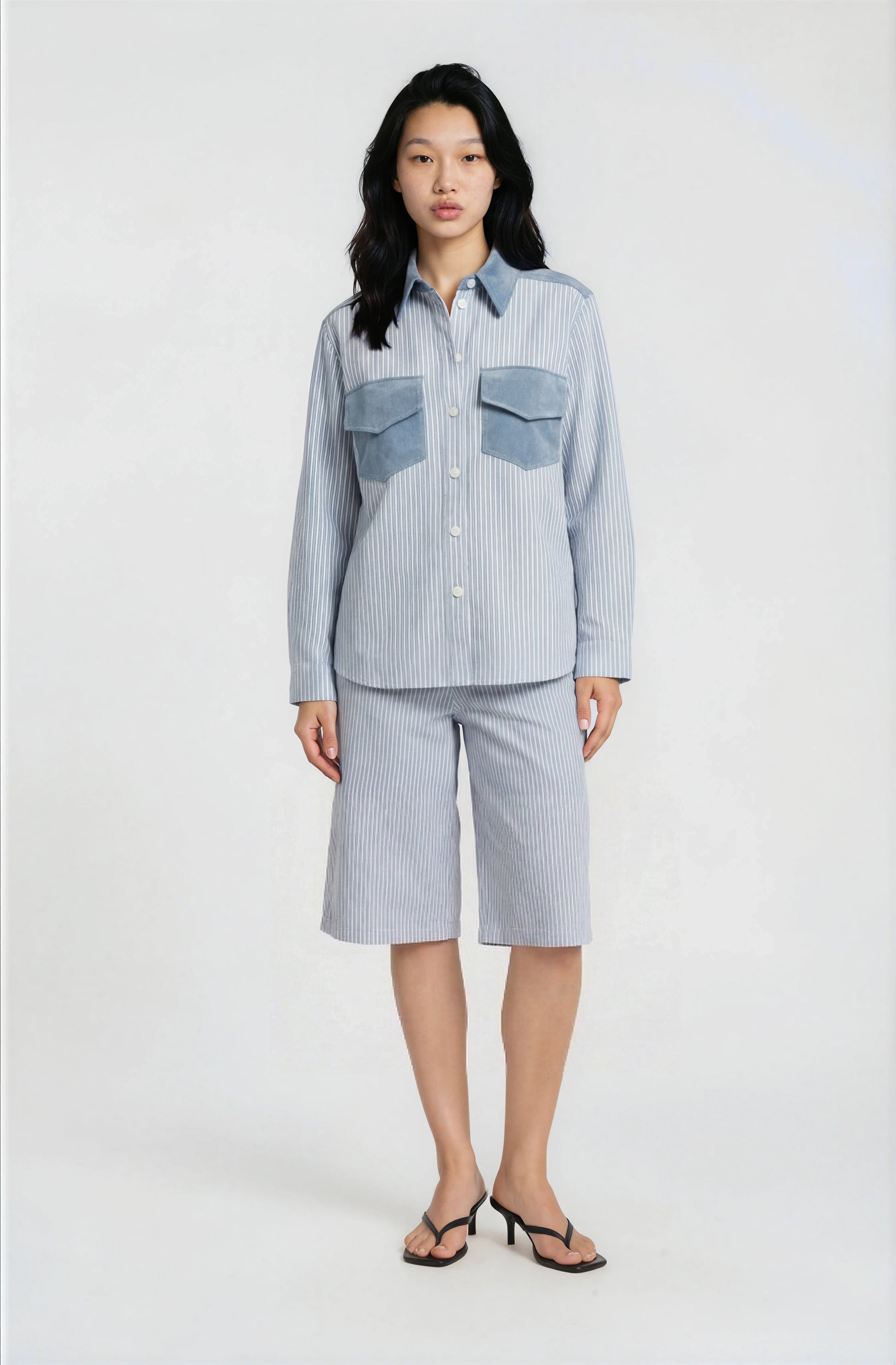 Long Shorts – Striped Denim