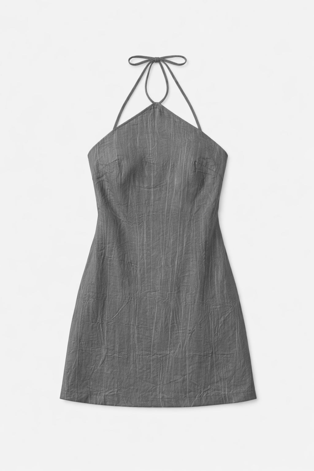Halter Dress – Gray Textured Viscose