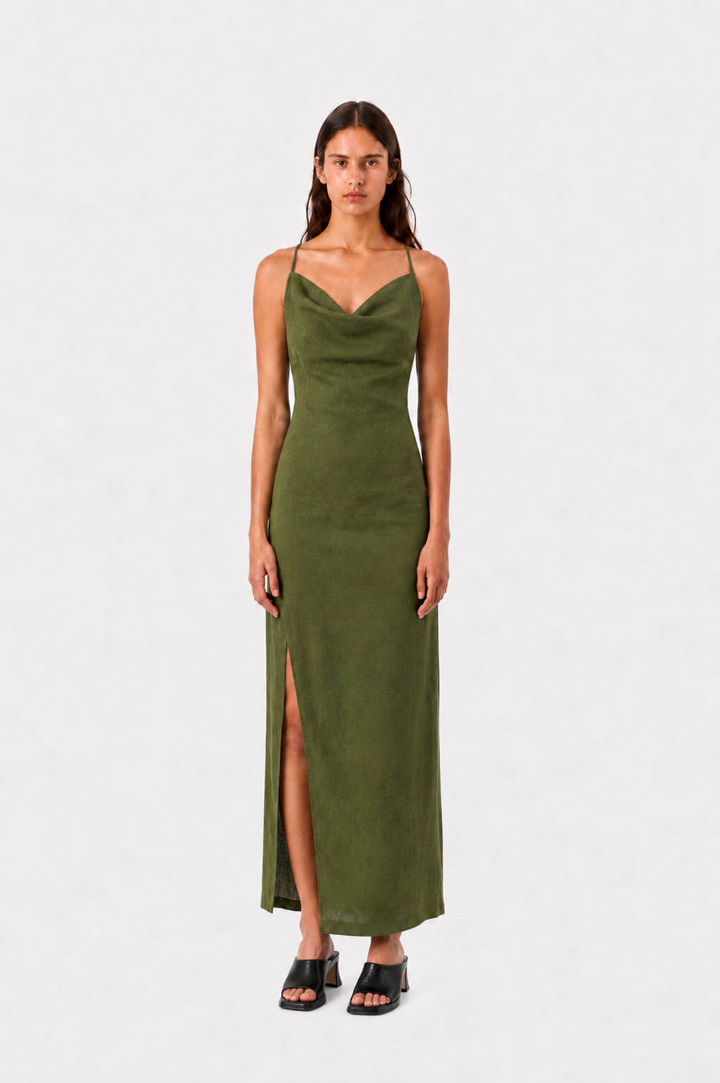 Textured Open Back Maxi Dress Off White