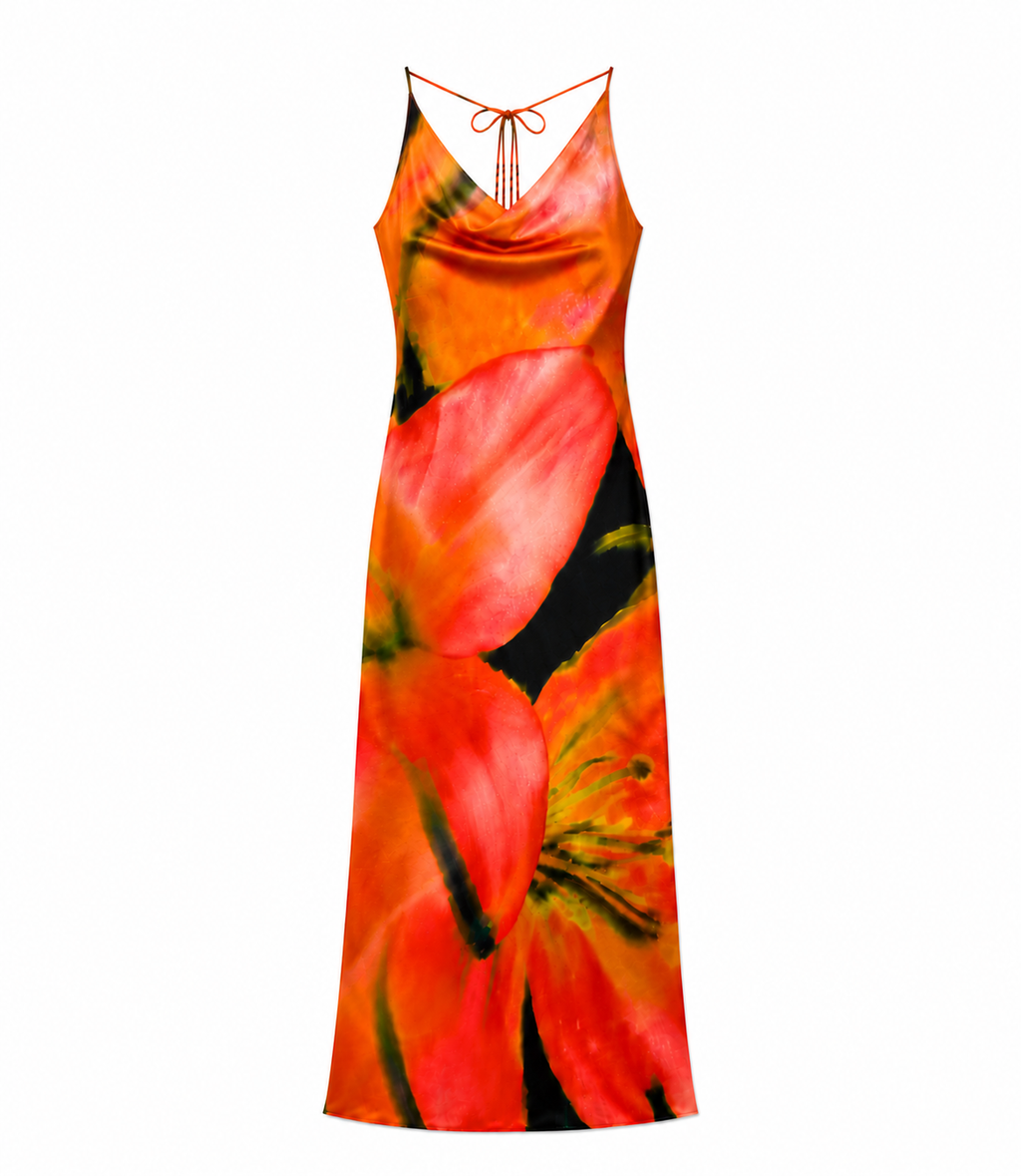 Printed Open Back Maxi Dress – Floral Blur