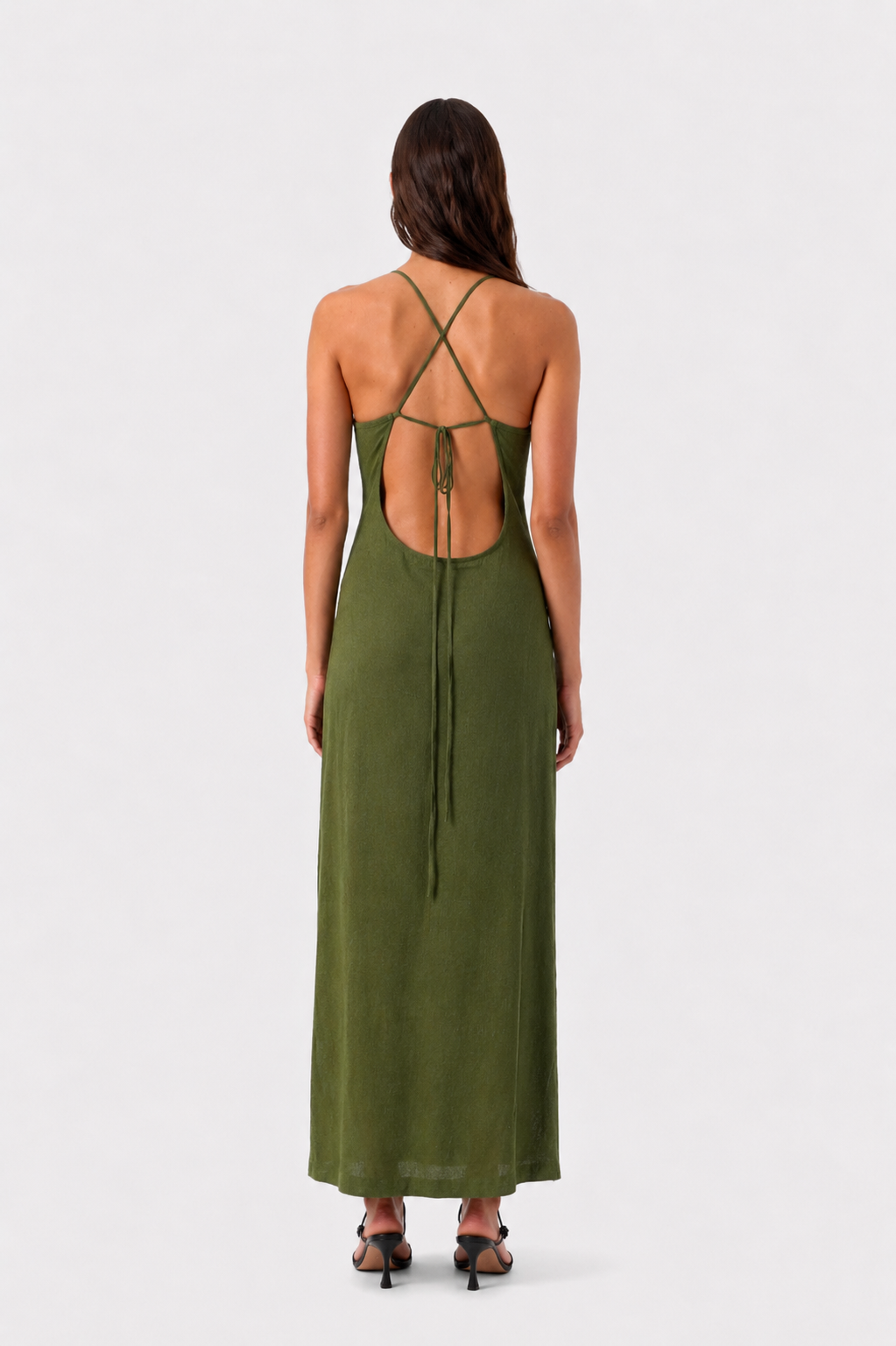 Textured Open Back Maxi Dress Off White