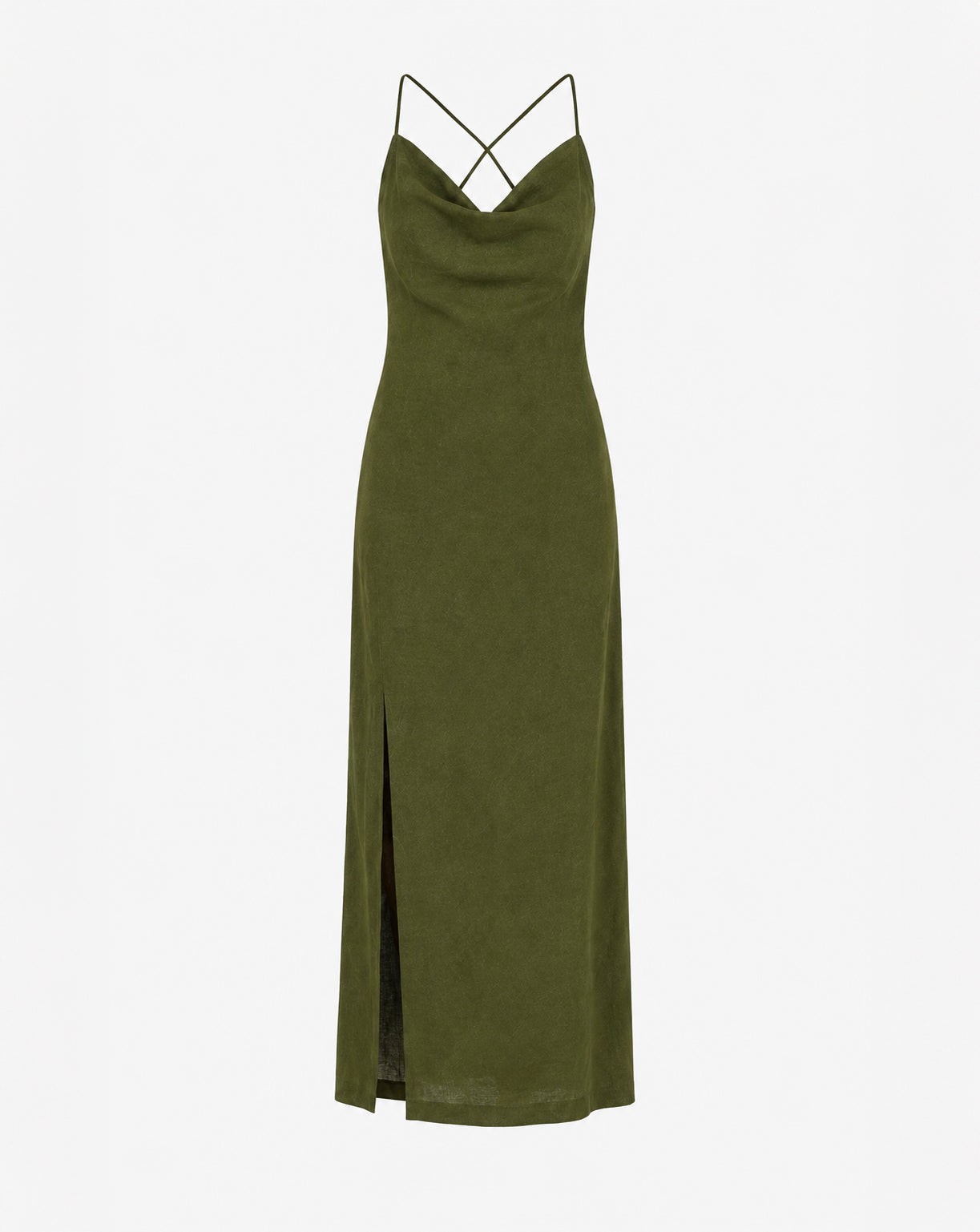 Textured Open Back Maxi Dress Olive