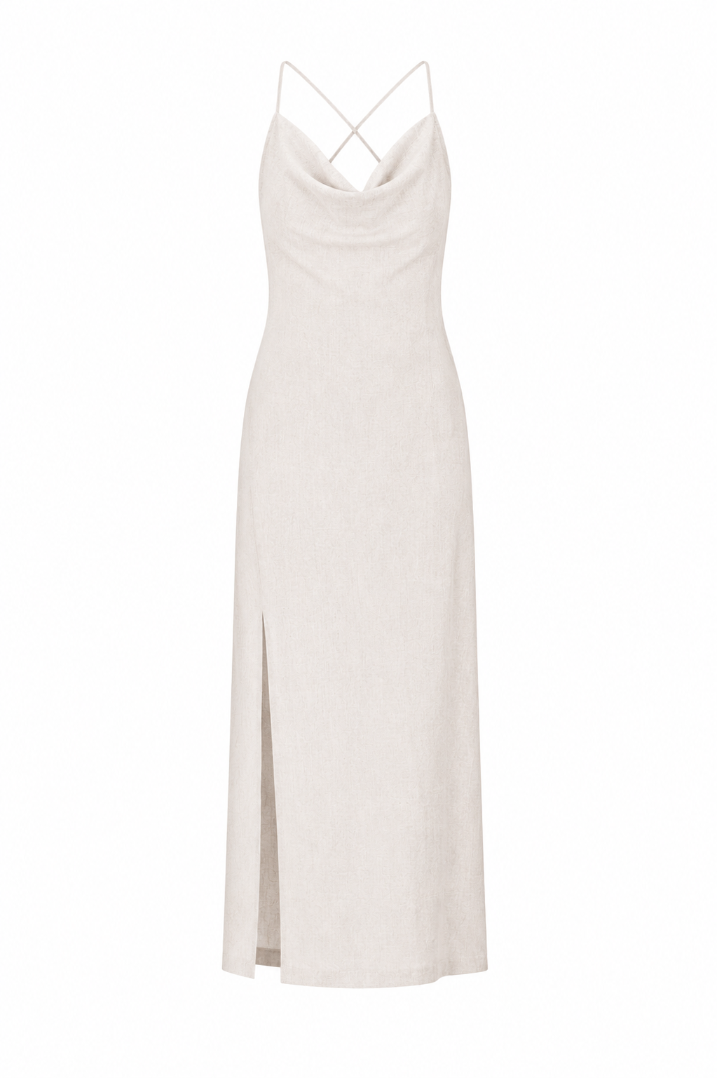 Textured Open Back Maxi Dress Off White