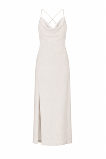 Textured Open Back Maxi Dress Off White