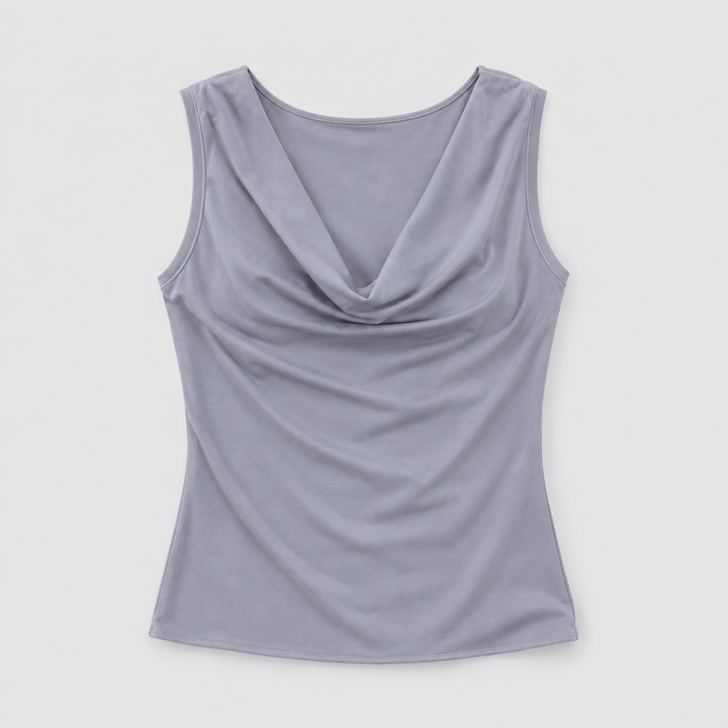 Bamboo draped top in grey by Colmillo de Morsa