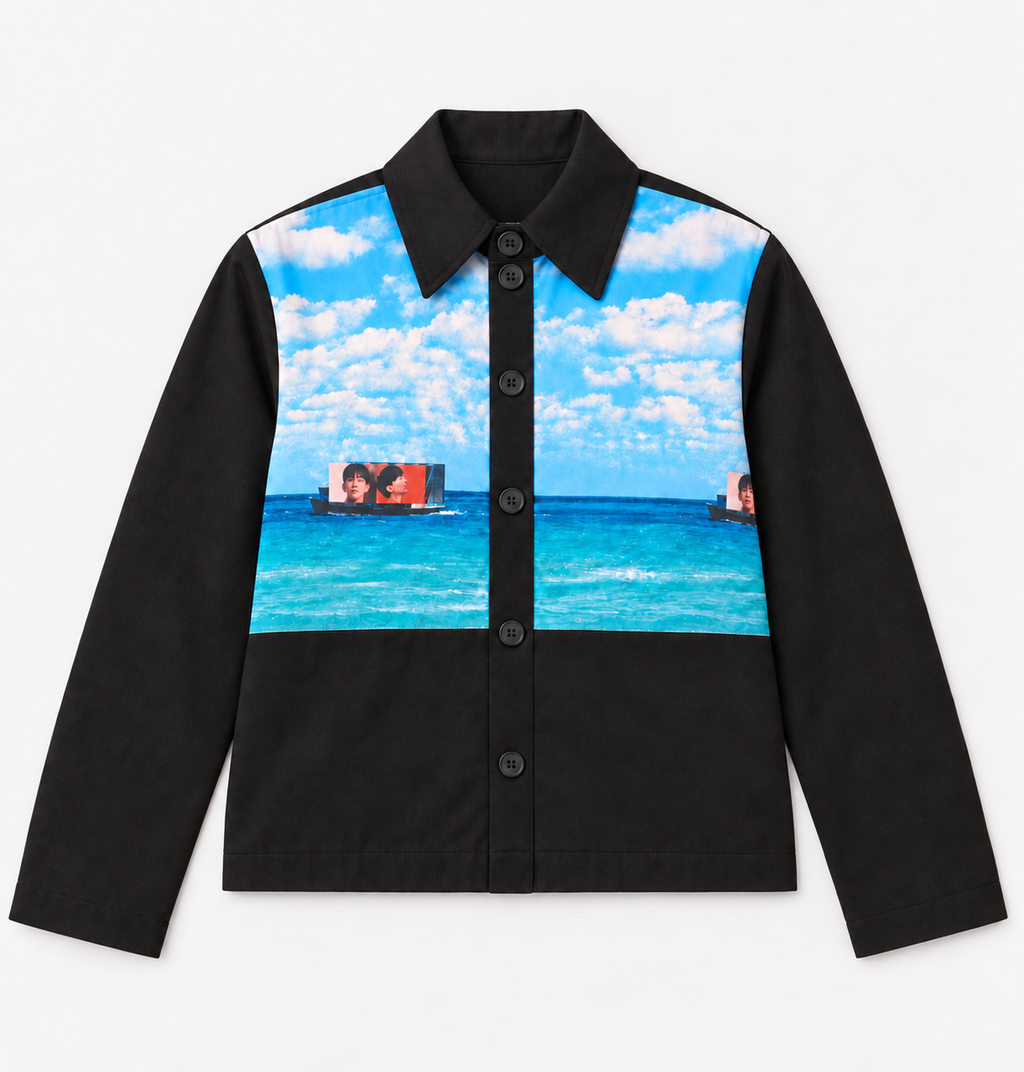 Cropped printed cotton jacket by Colmillo de Morsa