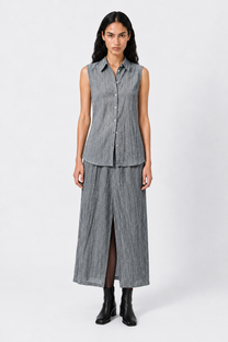 Jupe longue – Viscose texturée grise