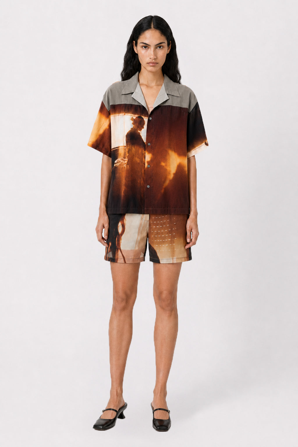 Alba Duque Shadow Print Viscose Shirt