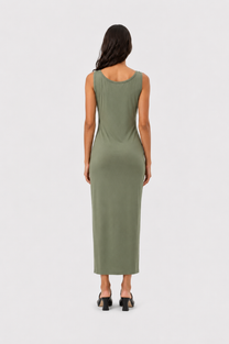 Ruched Side Maxi Dress Green