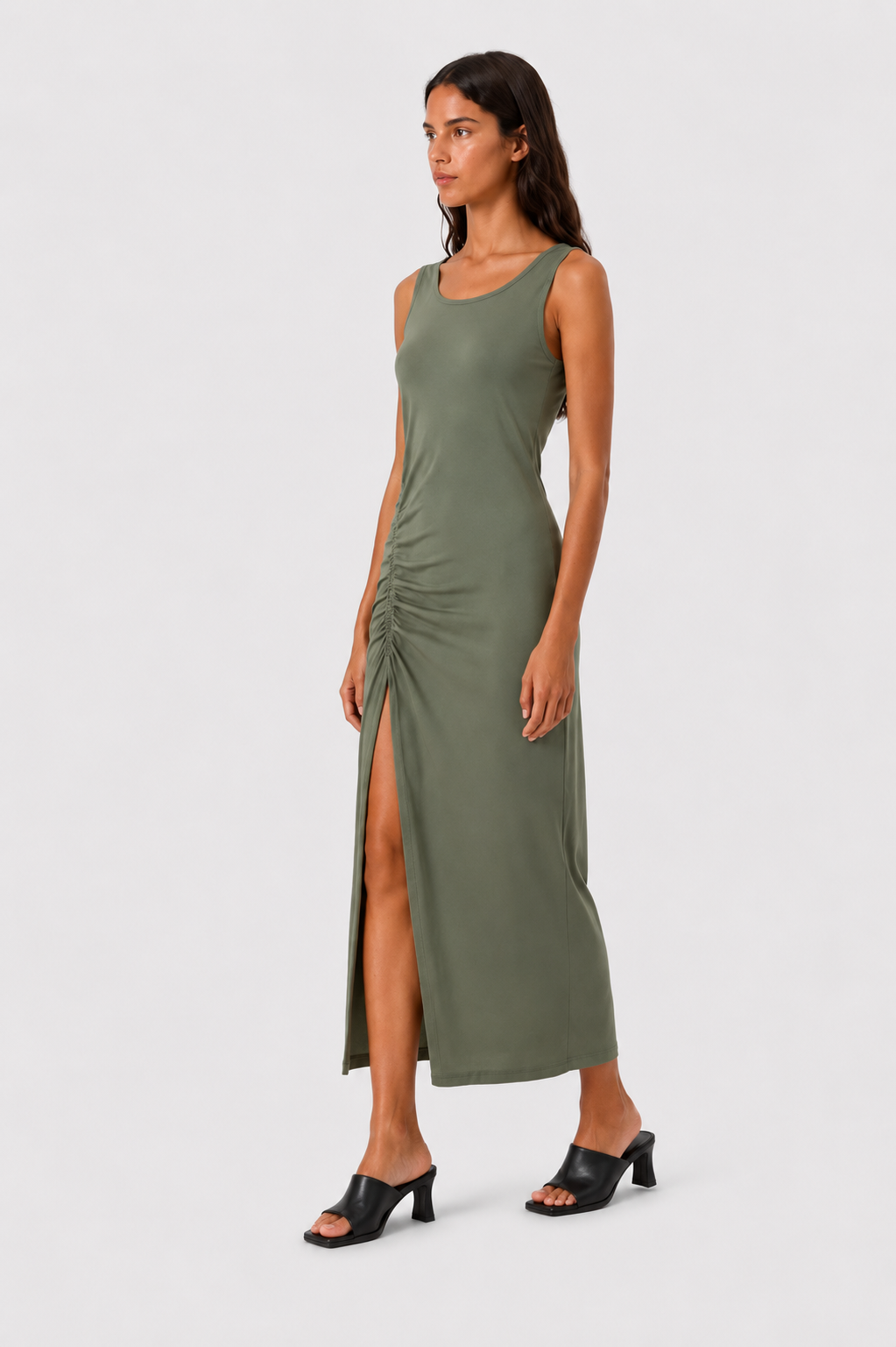 Ruched Side Maxi Dress Green