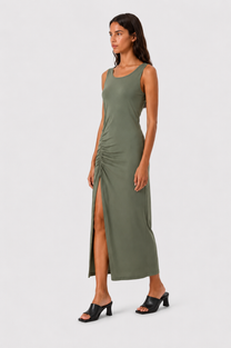 Ruched Side Maxi Dress Green