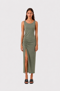 Ruched Side Maxi Dress Green