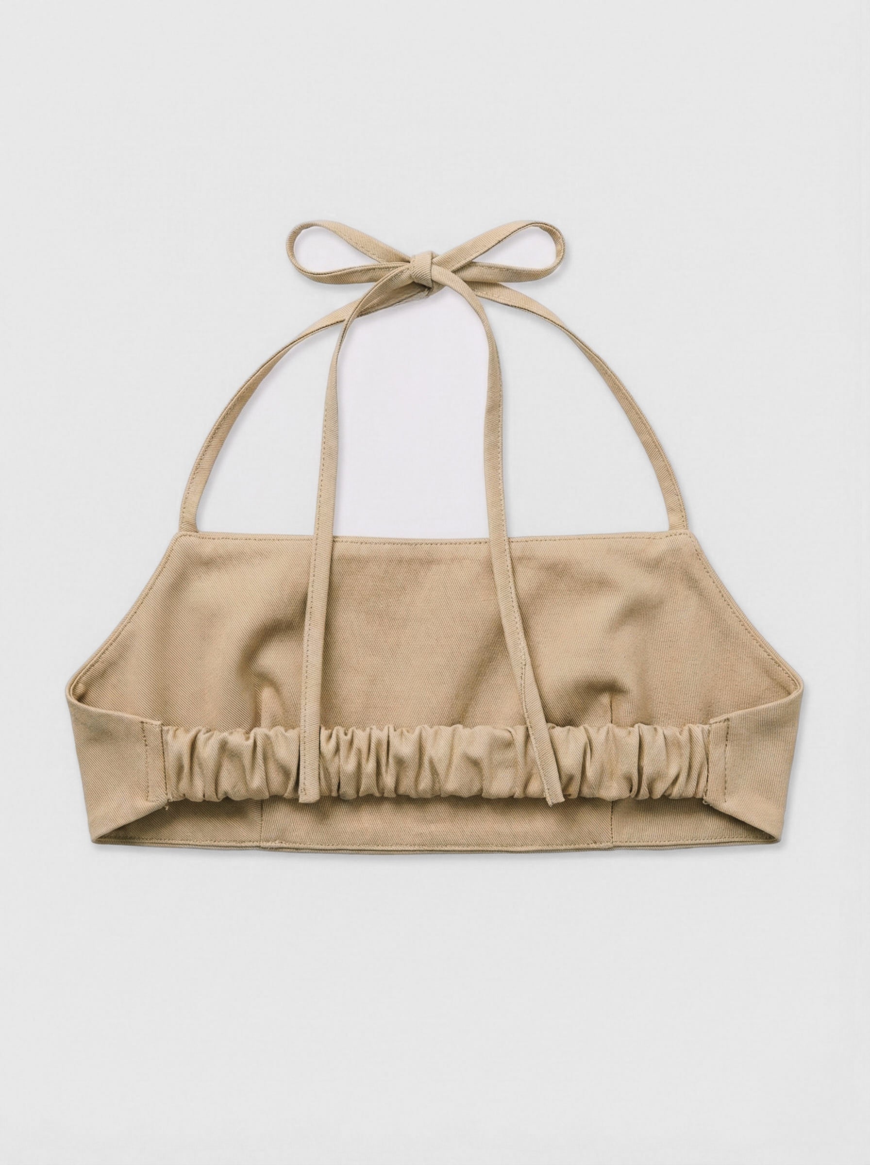 Minimal Bra-Style Top - Beige Cotton Gabardine