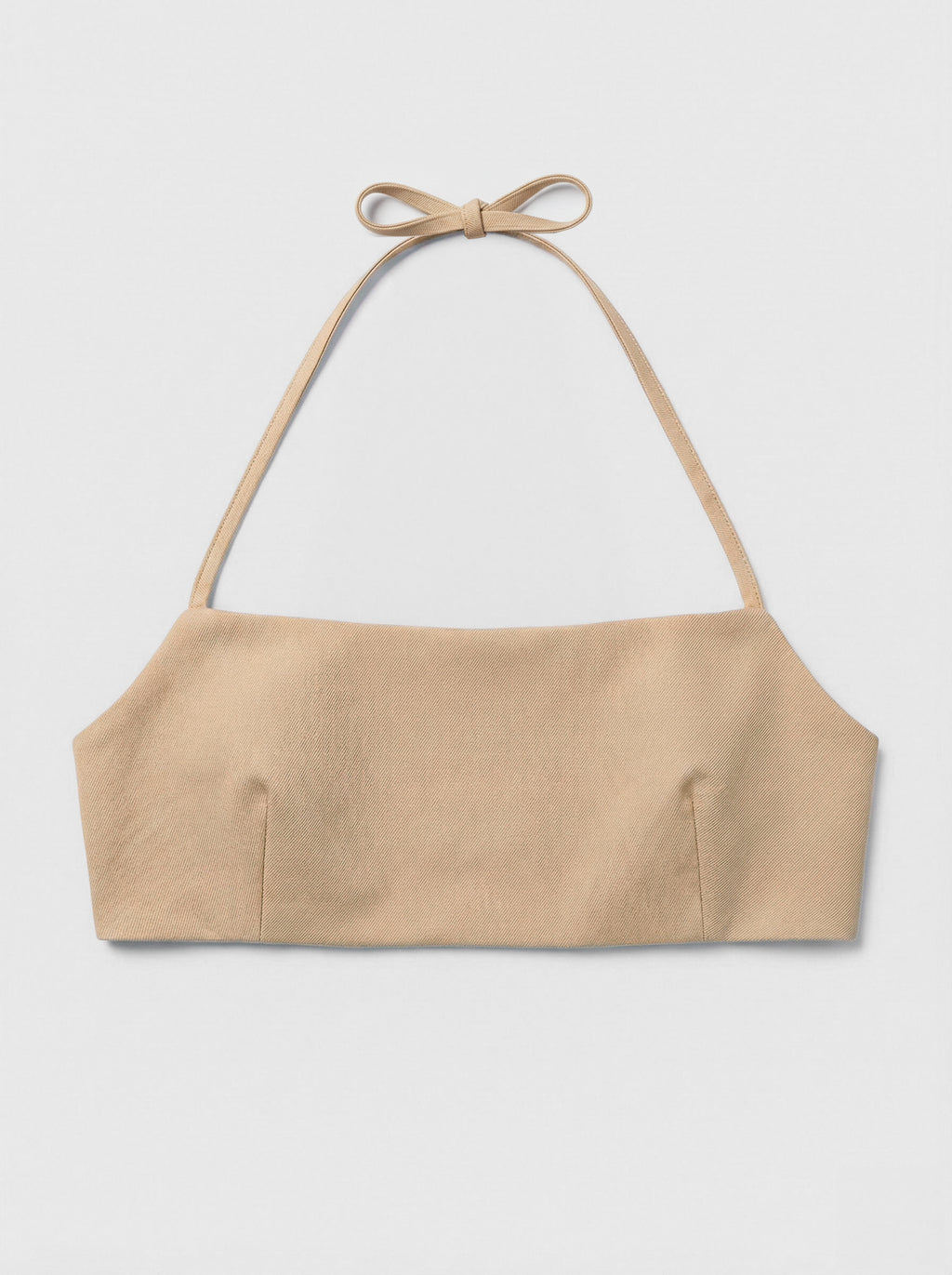 Minimal Bra-Style Top - Beige Cotton Gabardine