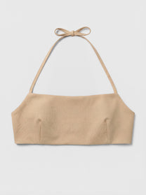 Minimal Bra-Style Top - Beige Cotton Gabardine