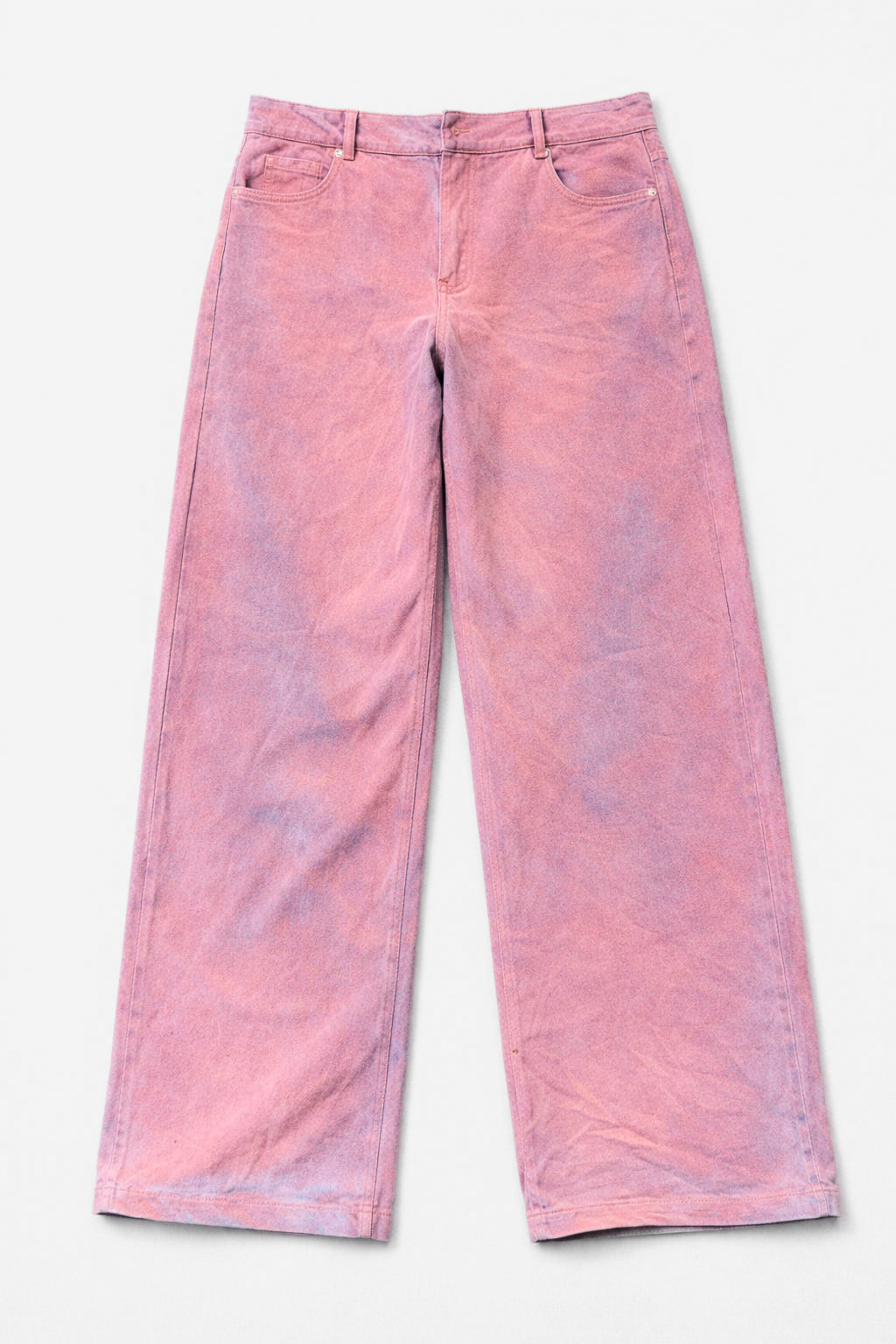 Regular-Waisted Pants - Pink Denim