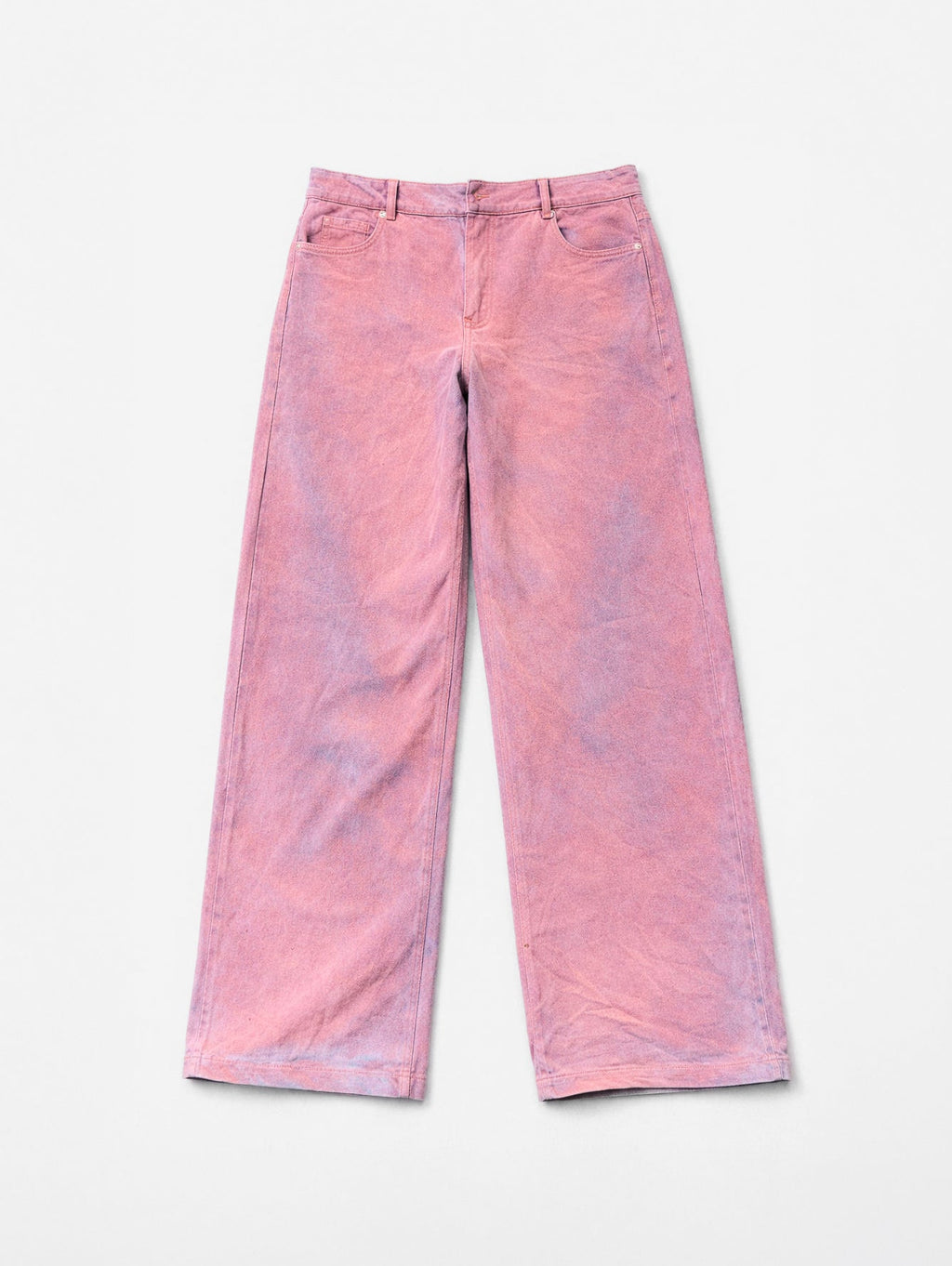 Regular-Waisted Pants - Pink Denim