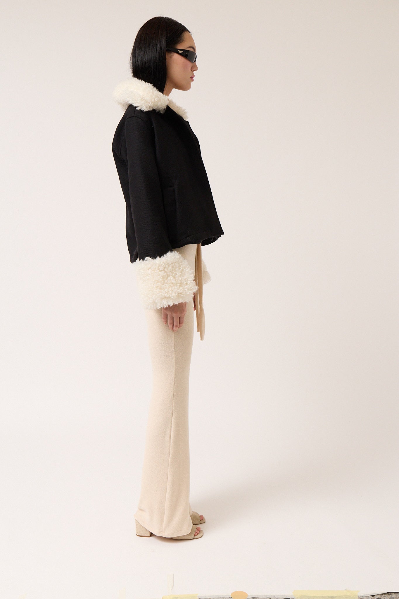 Wool Jacket with Contrast Collar and Cuffs