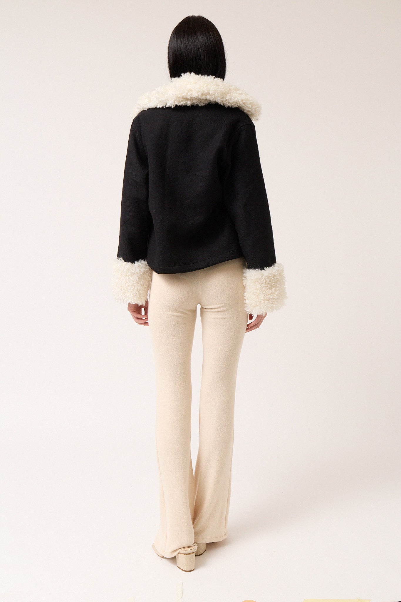 Wool Jacket with Contrast Collar and Cuffs