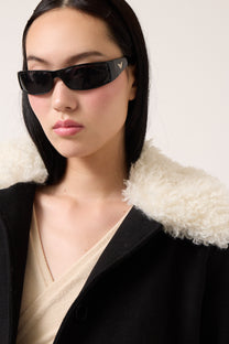 Wool Jacket with Contrast Collar and Cuffs