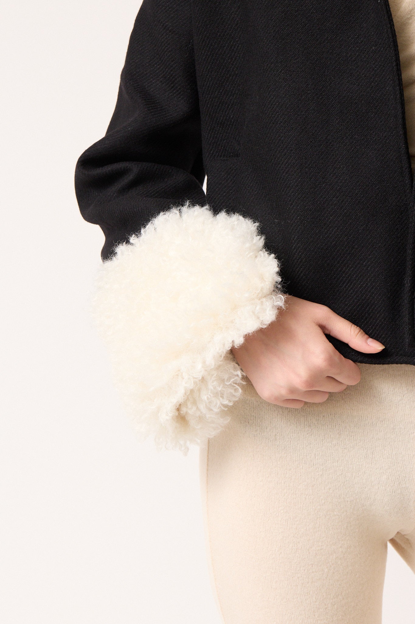 Wool Jacket with Contrast Collar and Cuffs