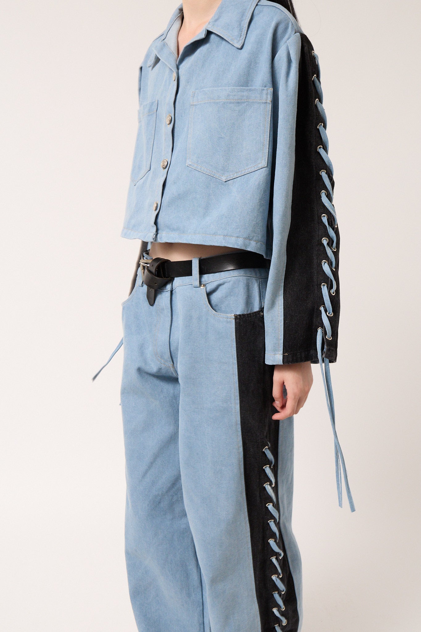 Denim Bicolor Pants