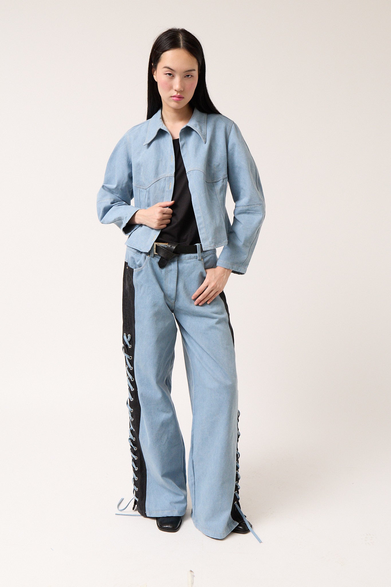 Denim Bicolor Pants