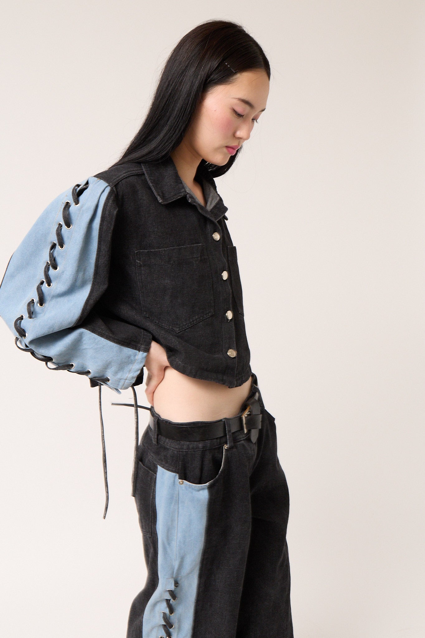 Denim Bicolor Pants