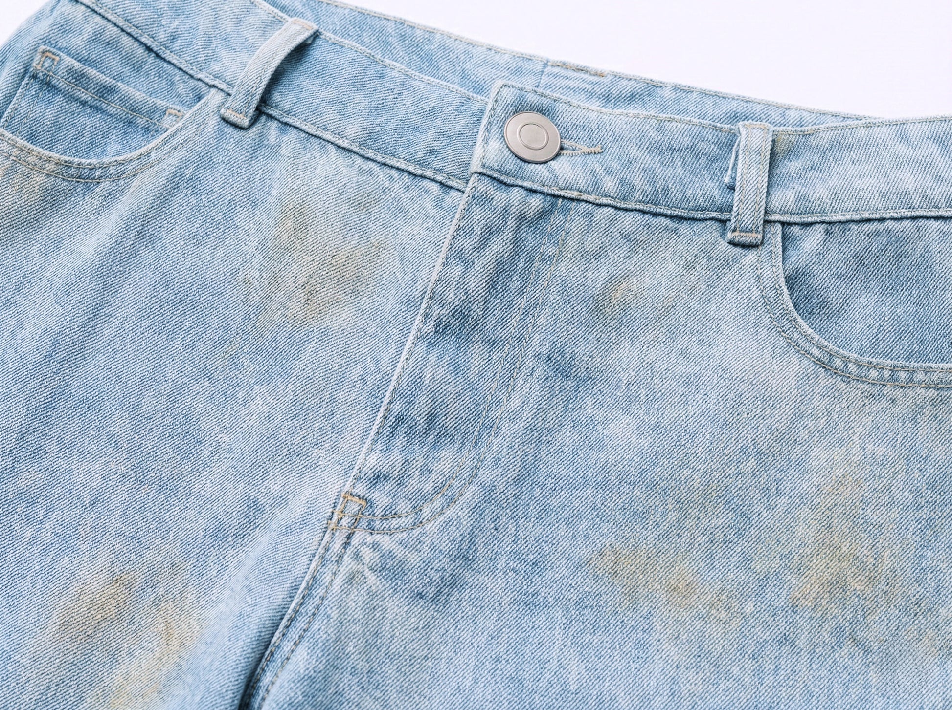 Low-Waisted Pants - Blue Denim