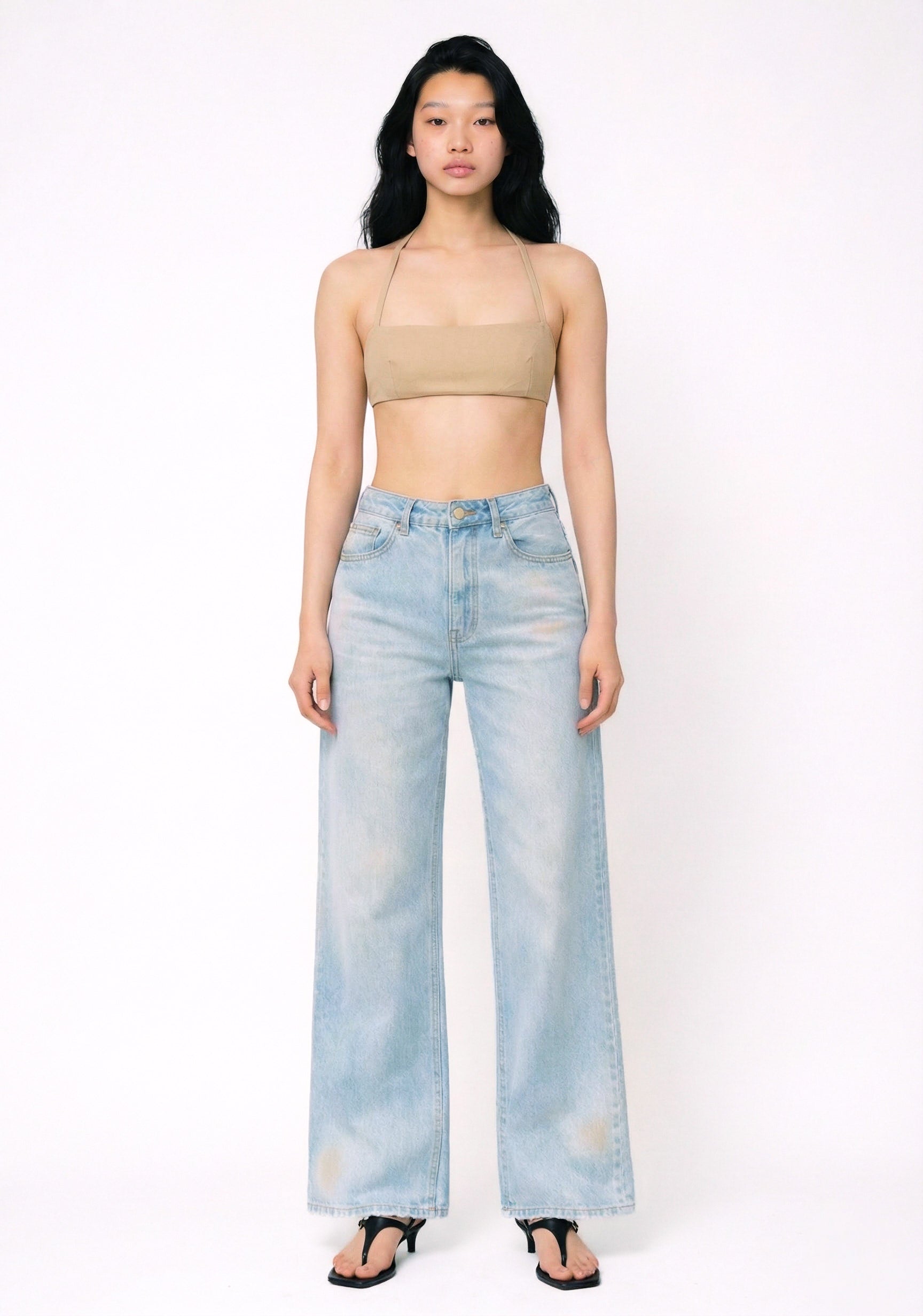 Low-Waisted Pants - Blue Denim